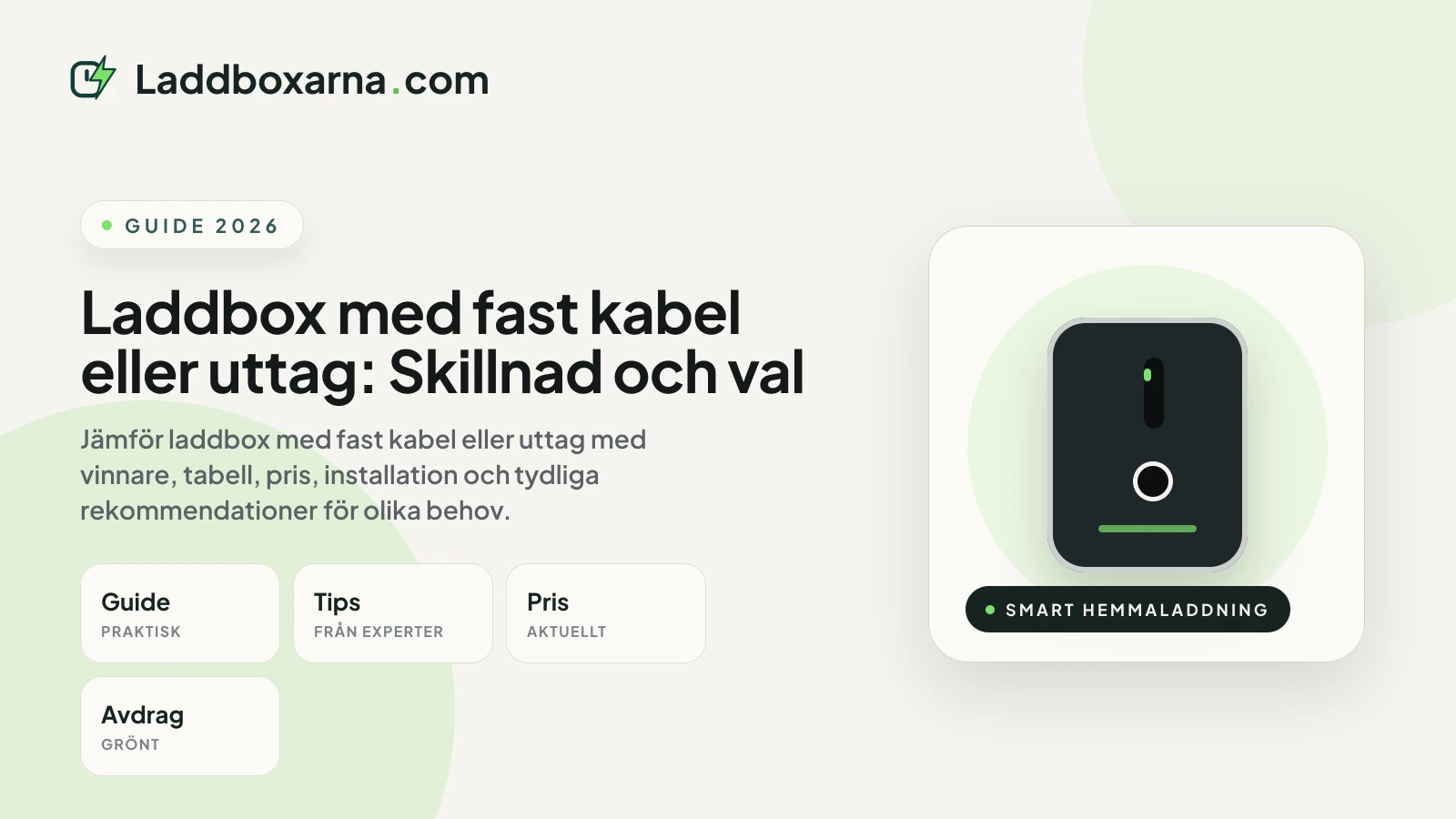 Laddbox med fast kabel eller uttag: Skillnad och val