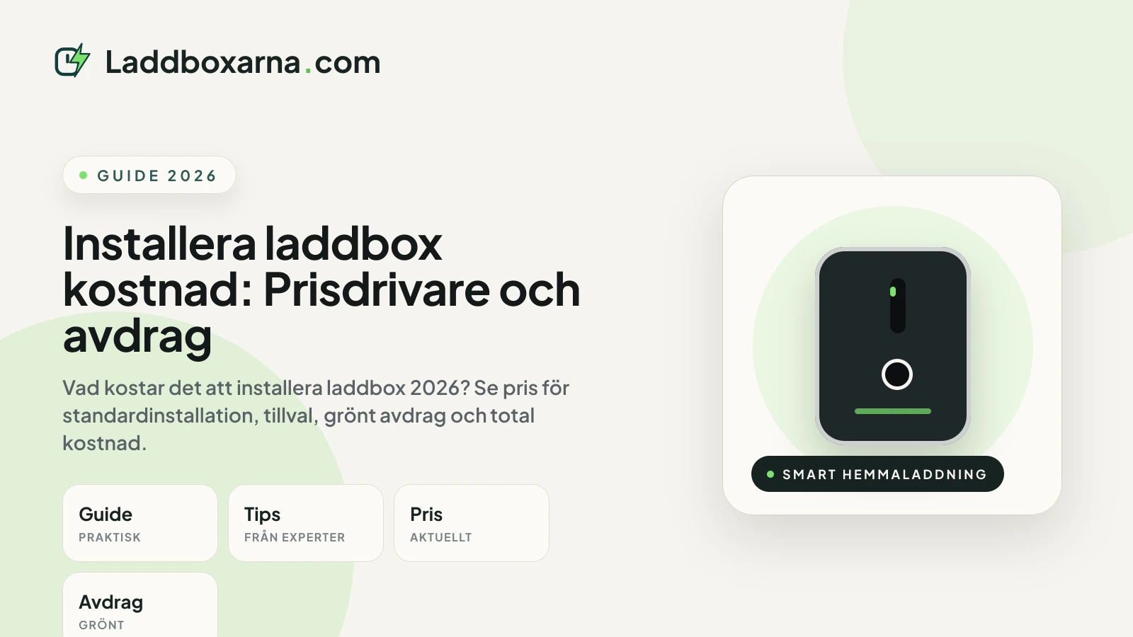 Installera laddbox kostnad: Prisdrivare och avdrag